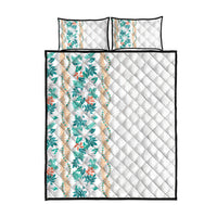 Monstera Tiare Plumeria Quilt Bed Set Teal Polynesian Pattern LT01 - Polynesian Pride
