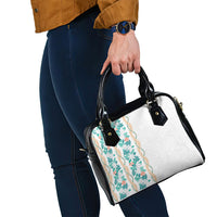 Monstera Tiare Plumeria Shoulder Handbag Teal Polynesian Pattern LT01 - Polynesian Pride
