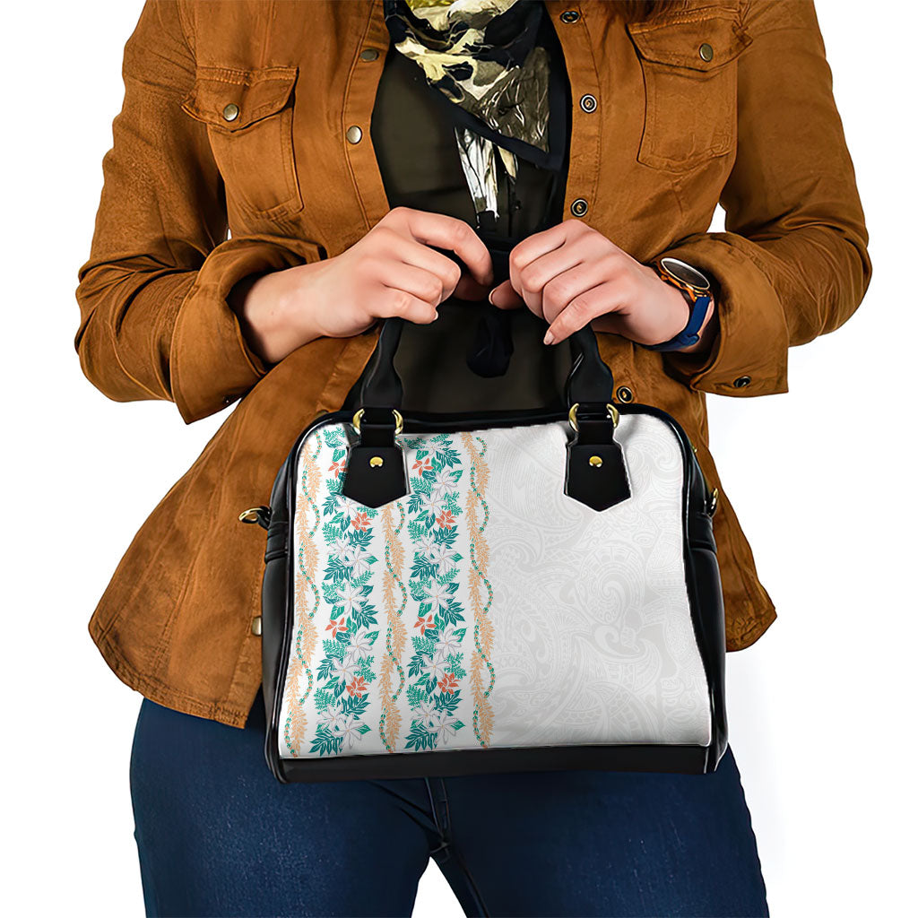 Monstera Tiare Plumeria Shoulder Handbag Teal Polynesian Pattern LT01 - Polynesian Pride