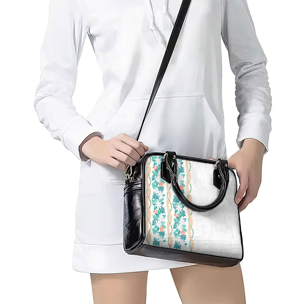 Monstera Tiare Plumeria Shoulder Handbag Teal Polynesian Pattern LT01 - Polynesian Pride