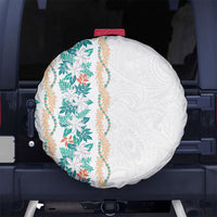 Monstera Tiare Plumeria Spare Tire Cover Teal Polynesian Pattern LT01 No hole Teal - Polynesian Pride