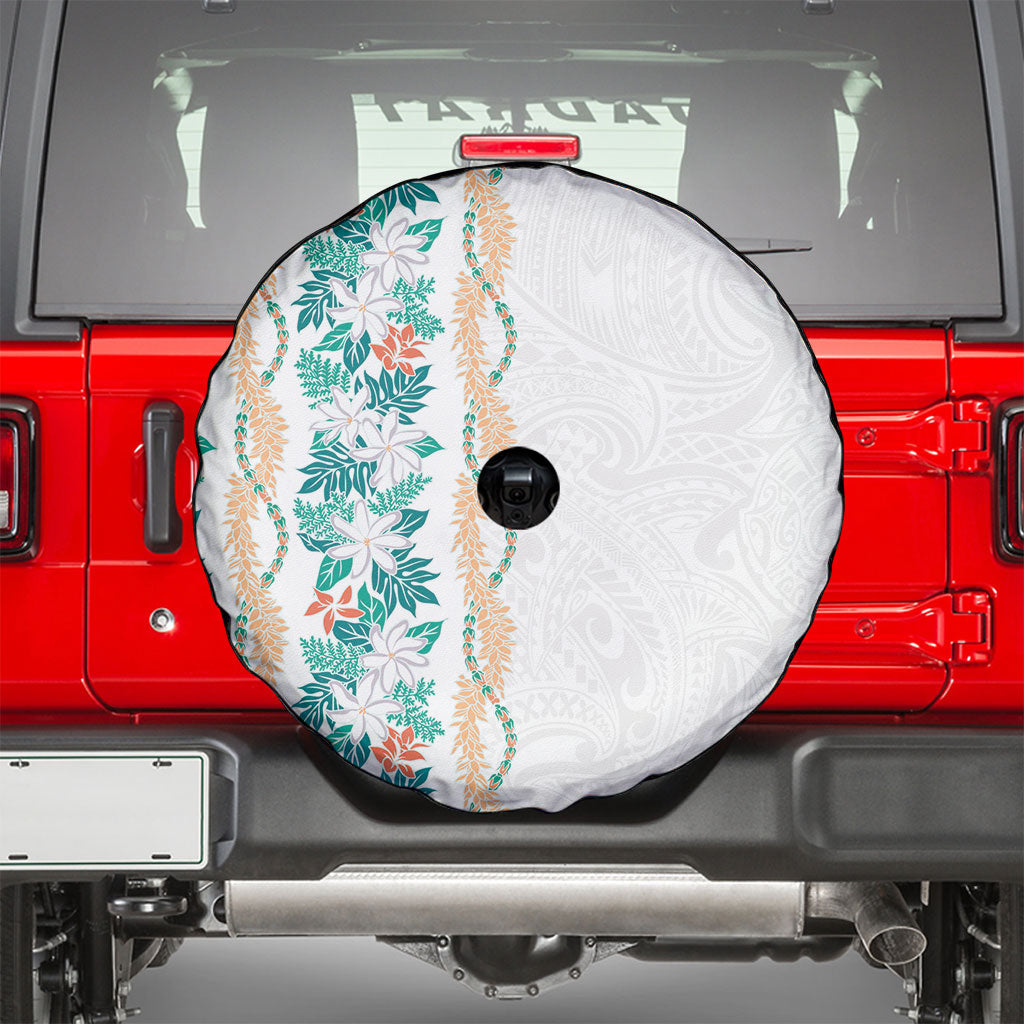 Monstera Tiare Plumeria Spare Tire Cover Teal Polynesian Pattern LT01 - Polynesian Pride