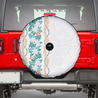 Monstera Tiare Plumeria Spare Tire Cover Teal Polynesian Pattern LT01 - Polynesian Pride