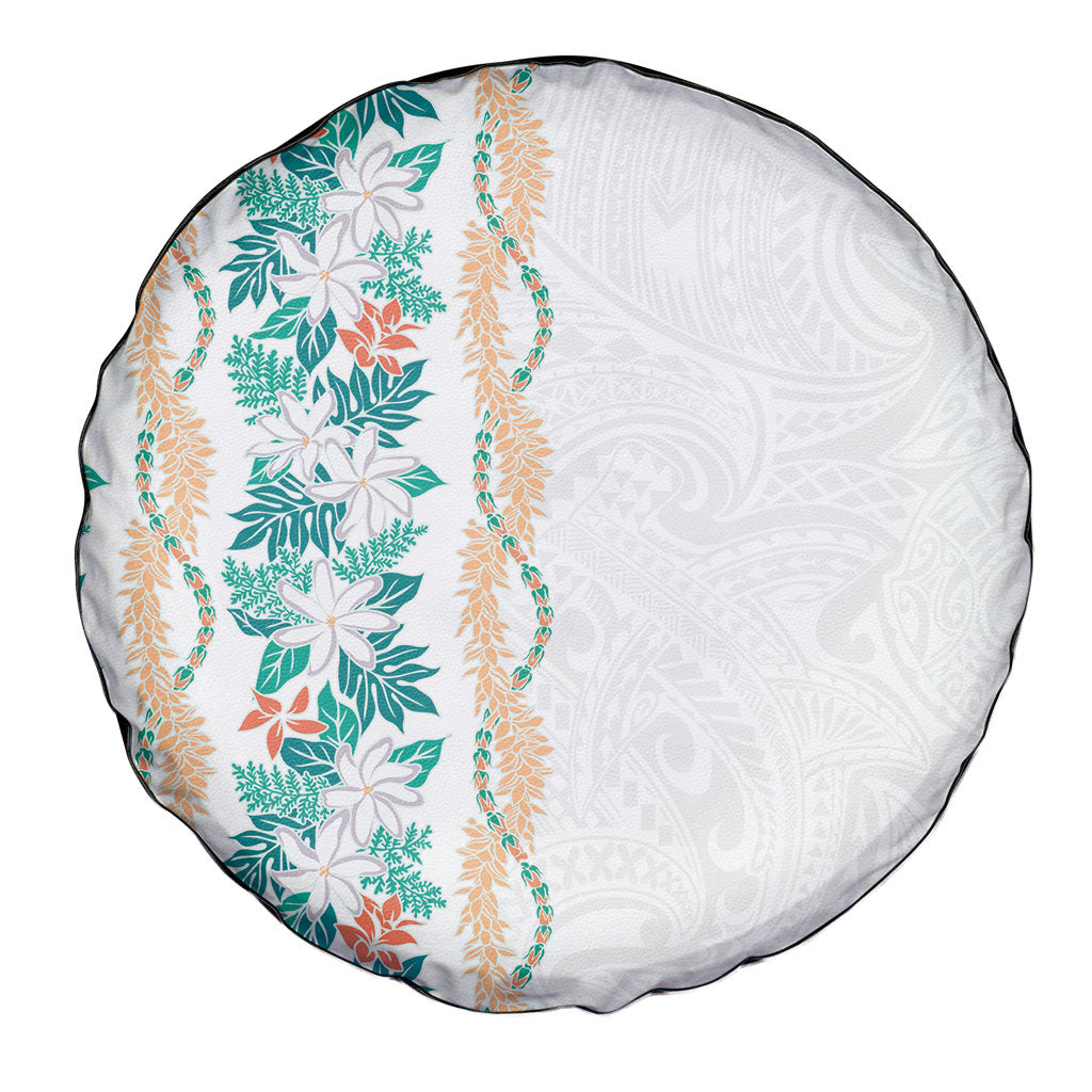 Monstera Tiare Plumeria Spare Tire Cover Teal Polynesian Pattern LT01 - Polynesian Pride