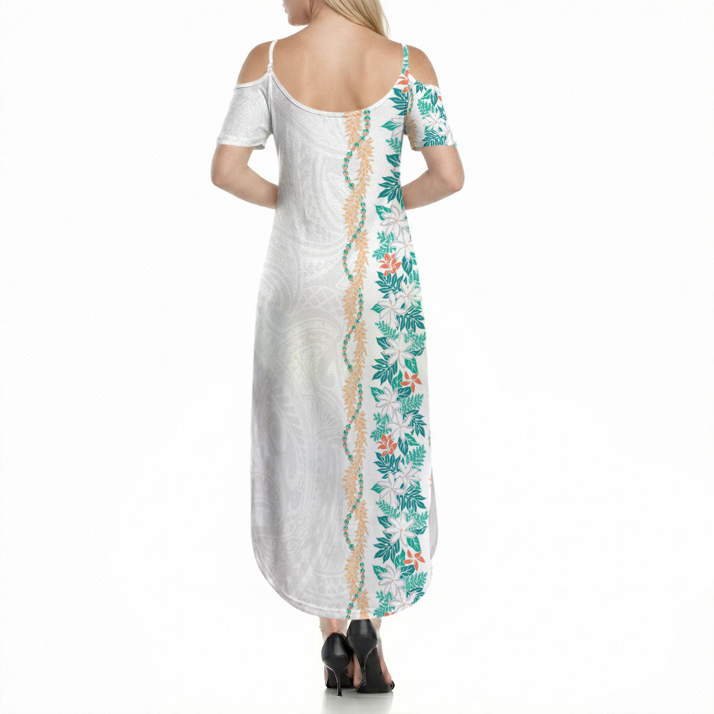 Monstera Tiare Plumeria Summer Maxi Dress Teal Polynesian Pattern LT01 - Polynesian Pride