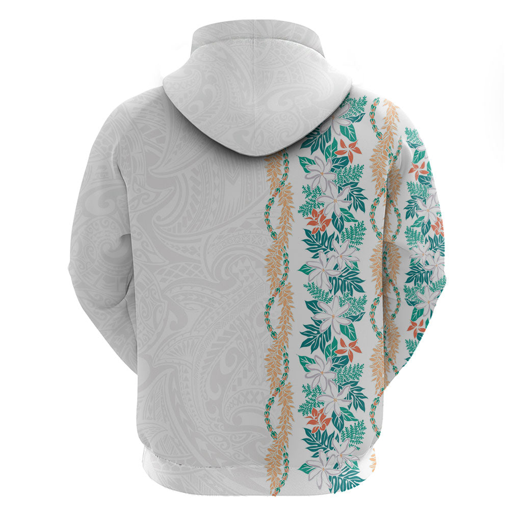 Monstera Tiare Plumeria Zip Hoodie Teal Polynesian Pattern LT01 - Polynesian Pride