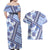 Hawaii Quilt Couples Matching Off Shoulder Maxi Dress and Hawaiian Shirt Kakau Polynesian Pattern Blue Version LT01 - Polynesian Pride