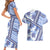 Hawaii Quilt Couples Matching Short Sleeve Bodycon Dress and Hawaiian Shirt Kakau Polynesian Pattern Blue Version LT01 - Polynesian Pride