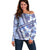 Hawaii Quilt Off Shoulder Sweater Kakau Polynesian Pattern Blue Version LT01 Women Blue - Polynesian Pride