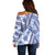 Hawaii Quilt Off Shoulder Sweater Kakau Polynesian Pattern Blue Version LT01 - Polynesian Pride