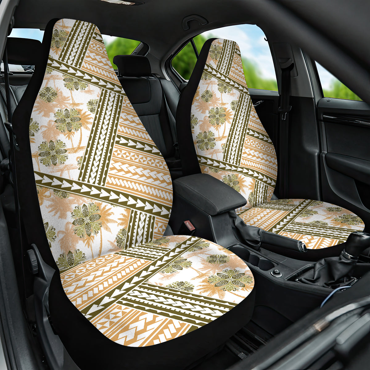 Hawaii Quilt Car Seat Cover Kakau Polynesian Pattern Gold Version LT01 One Size Gold - Polynesian Pride