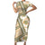 Hawaii Quilt Family Matching Short Sleeve Bodycon Dress and Hawaiian Shirt Kakau Polynesian Pattern Gold Version LT01 Mom's Dress Gold - Polynesian Pride
