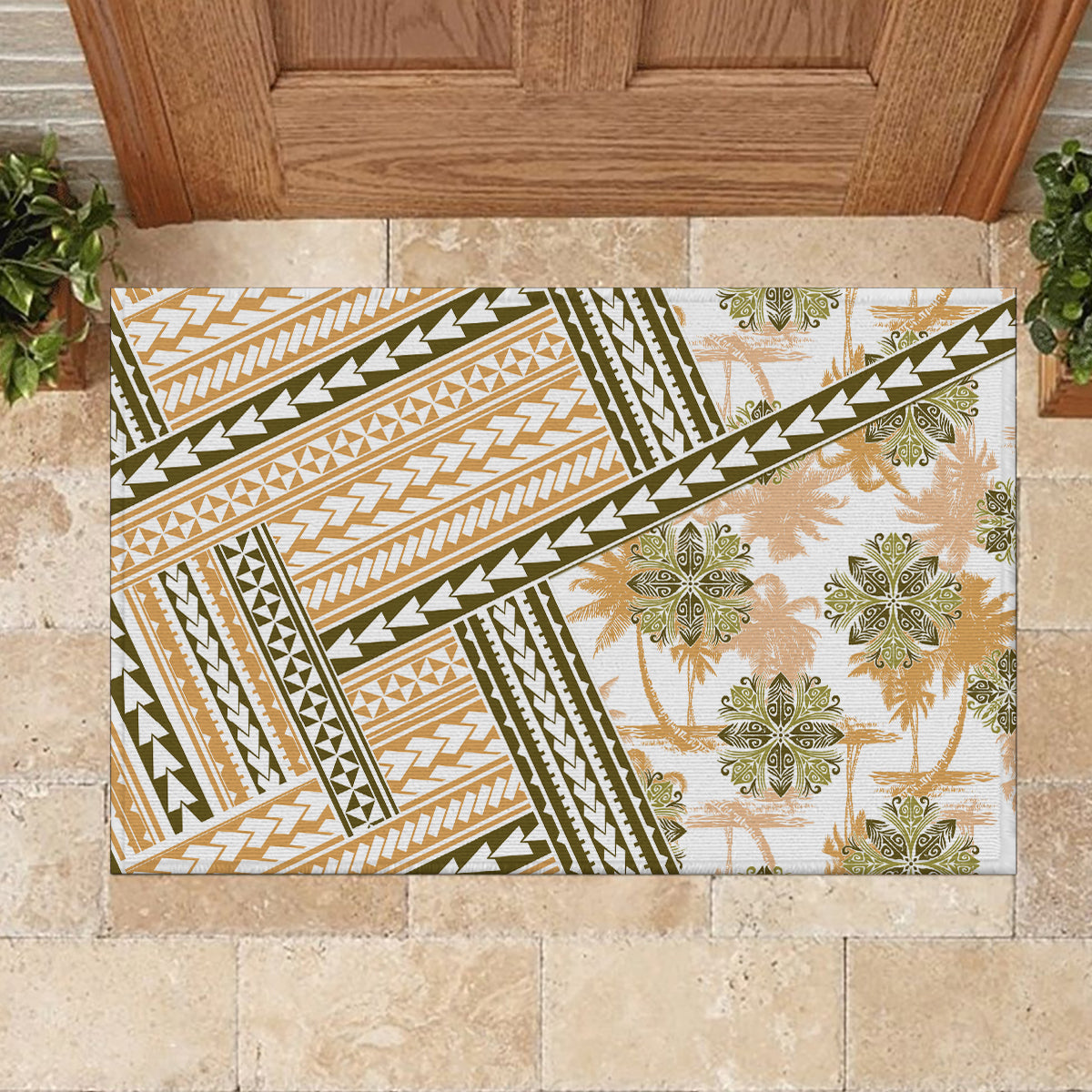 Hawaii Quilt Rubber Doormat Kakau Polynesian Pattern Gold Version LT01 - Polynesian Pride