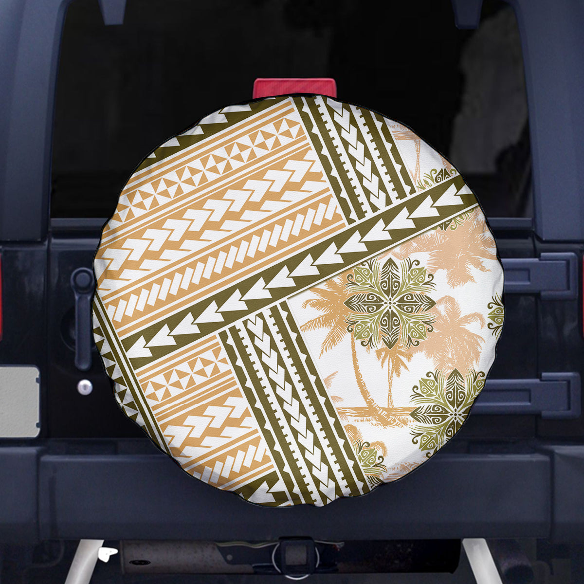 Hawaii Quilt Spare Tire Cover Kakau Polynesian Pattern Gold Version LT01 Gold - Polynesian Pride