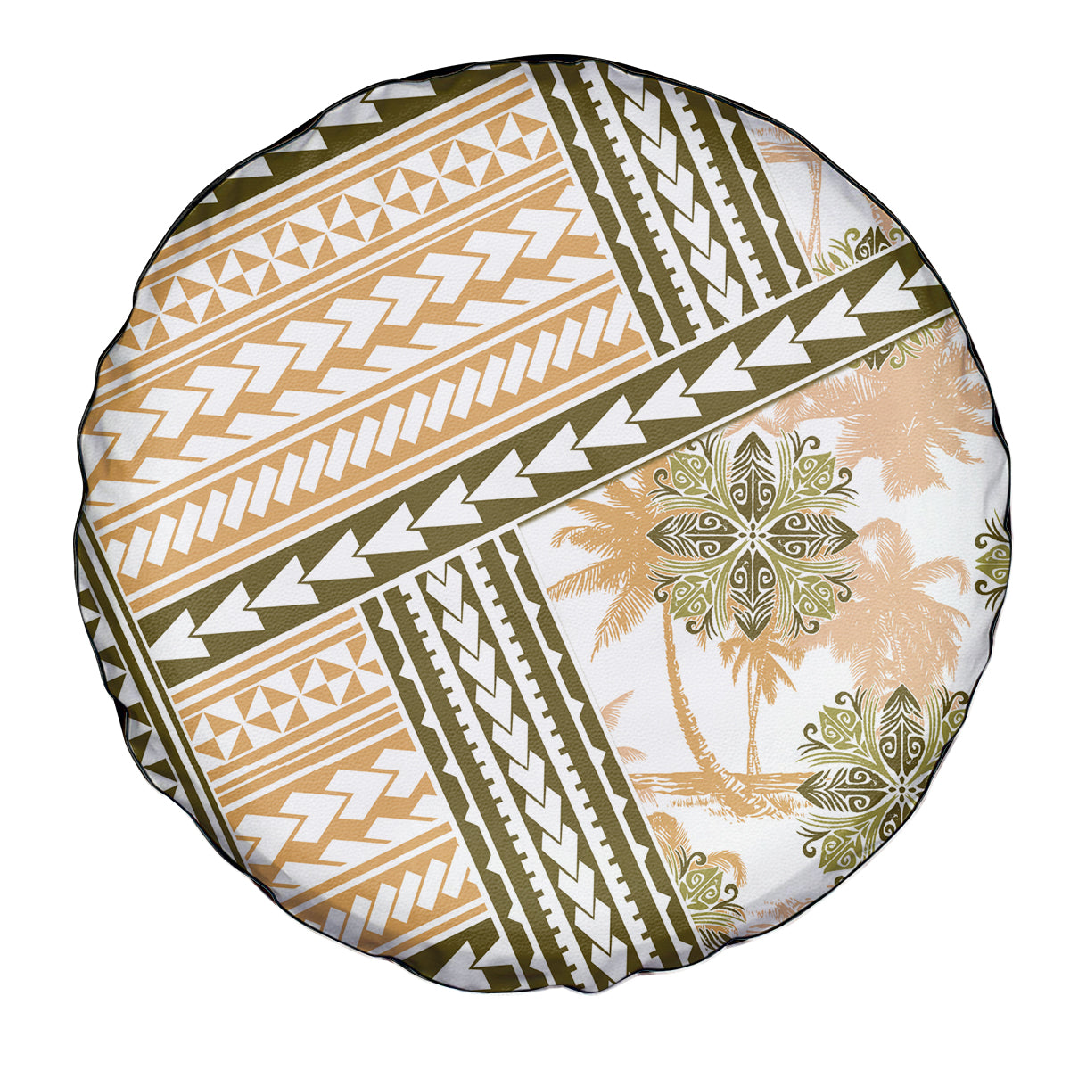 Hawaii Quilt Spare Tire Cover Kakau Polynesian Pattern Gold Version LT01 - Polynesian Pride