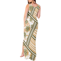 Hawaii Quilt Tank Maxi Dress Kakau Polynesian Pattern Gold Version LT01 - Polynesian Pride