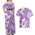 Hawaii Quilt Couples Matching Off Shoulder Maxi Dress and Hawaiian Shirt Kakau Polynesian Pattern Lilac Version LT01 - Polynesian Pride