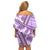 Hawaii Quilt Off Shoulder Short Dress Kakau Polynesian Pattern Lilac Version LT01 - Polynesian Pride