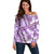 Hawaii Quilt Off Shoulder Sweater Kakau Polynesian Pattern Lilac Version LT01 Women Purple - Polynesian Pride