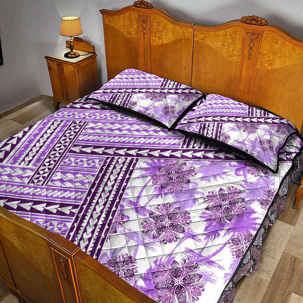 Hawaii Quilt Quilt Bed Set Kakau Polynesian Pattern Lilac Version LT01 - Polynesian Pride