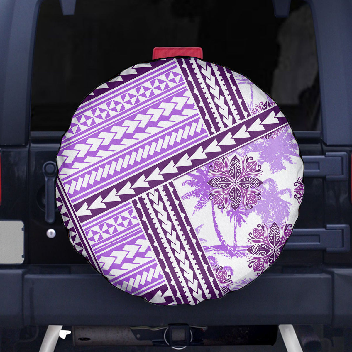 Hawaii Quilt Spare Tire Cover Kakau Polynesian Pattern Lilac Version LT01 Purple - Polynesian Pride