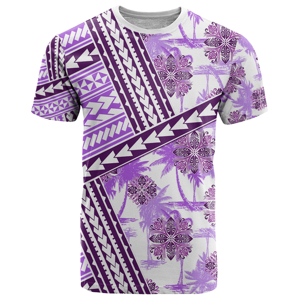 Hawaii Quilt T Shirt Kakau Polynesian Pattern Lilac Version LT01 Purple - Polynesian Pride