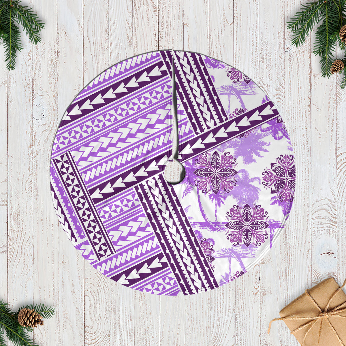 Hawaii Quilt Tree Skirt Kakau Polynesian Pattern Lilac Version LT01 Casual Tree Skirts Purple - Polynesian Pride