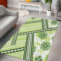 Hawaii Quilt Area Rug Kakau Polynesian Pattern Olive Green Version LT01 - Polynesian Pride