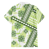 Hawaii Quilt Family Matching Off Shoulder Maxi Dress and Hawaiian Shirt Kakau Polynesian Pattern Olive Green Version LT01 - Polynesian Pride