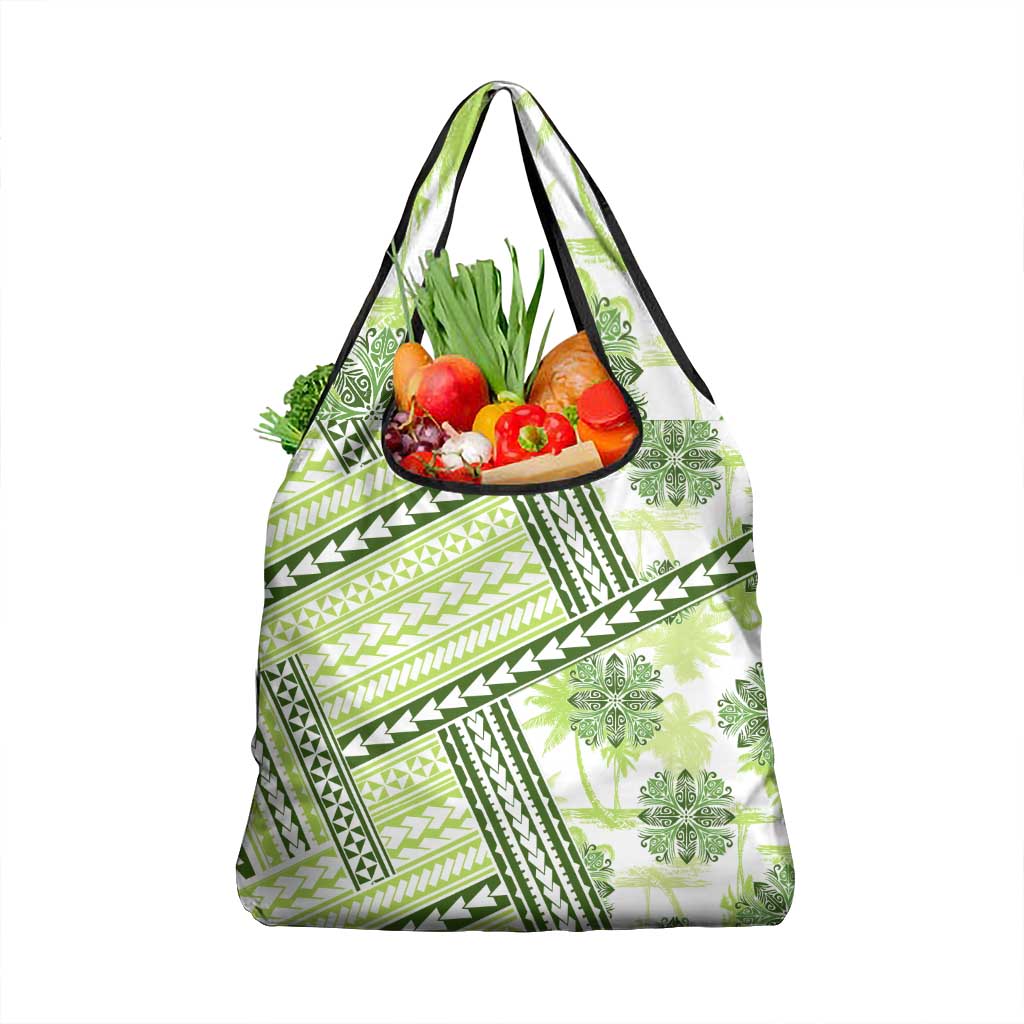 Hawaii Quilt Grocery Bag Kakau Polynesian Pattern Olive Green Version