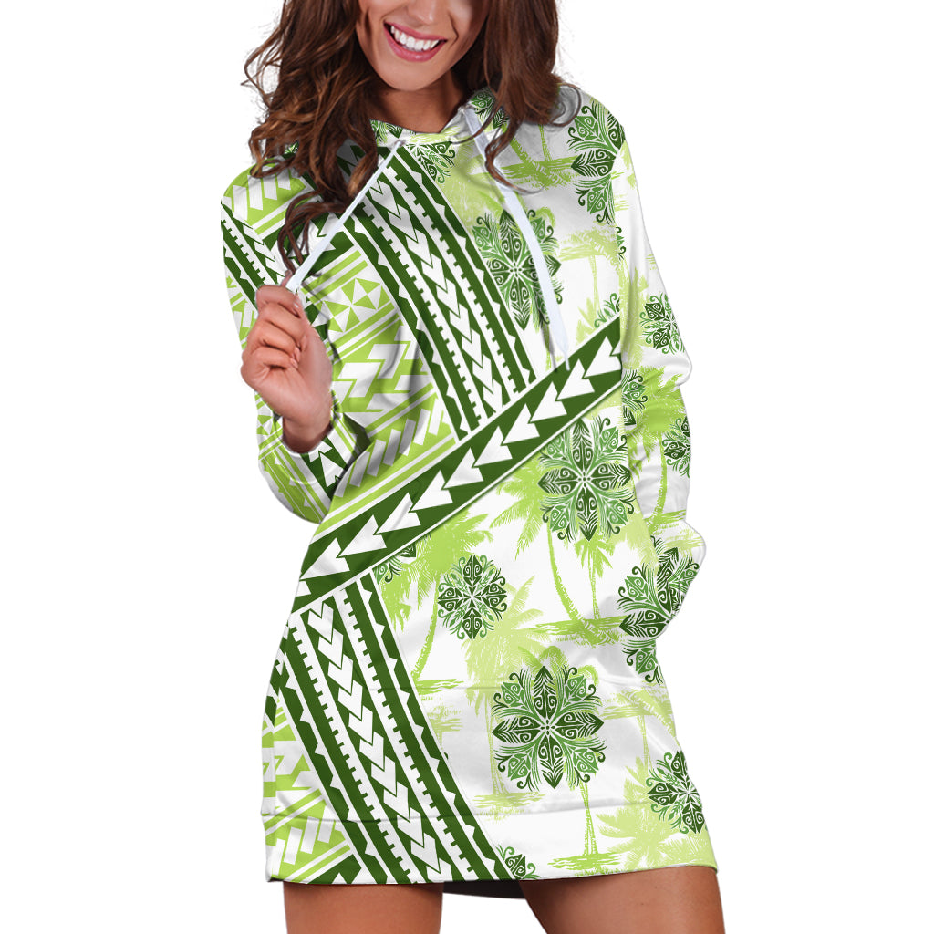 Hawaii Quilt Hoodie Dress Kakau Polynesian Pattern Olive Green Version LT01 Green - Polynesian Pride