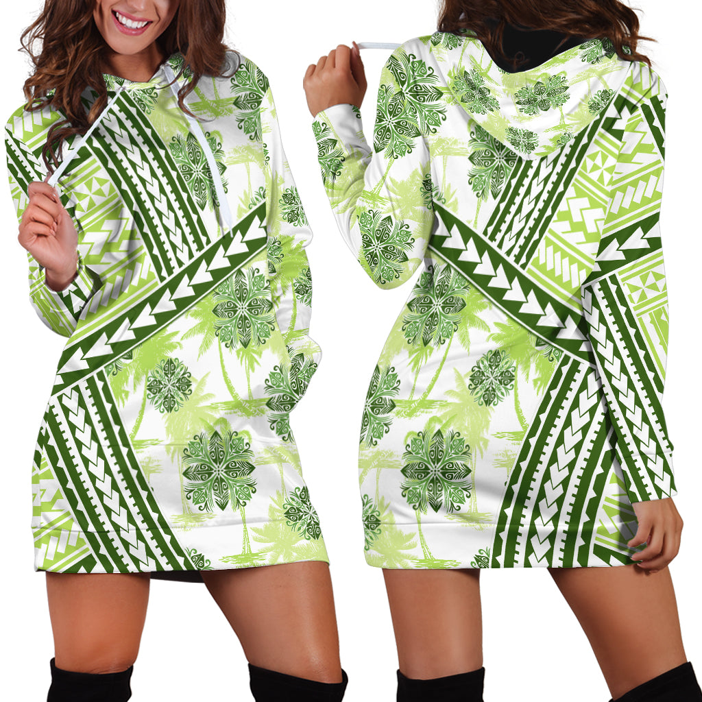 Hawaii Quilt Hoodie Dress Kakau Polynesian Pattern Olive Green Version LT01 - Polynesian Pride