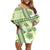 Hawaii Quilt Off Shoulder Short Dress Kakau Polynesian Pattern Olive Green Version LT01 Women Green - Polynesian Pride