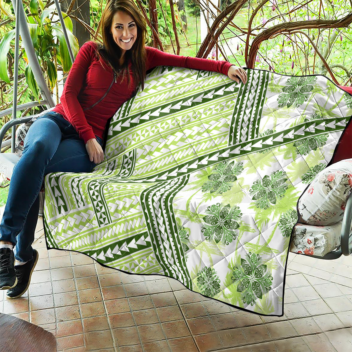 Hawaii Quilt Quilt Kakau Polynesian Pattern Olive Green Version LT01 - Polynesian Pride