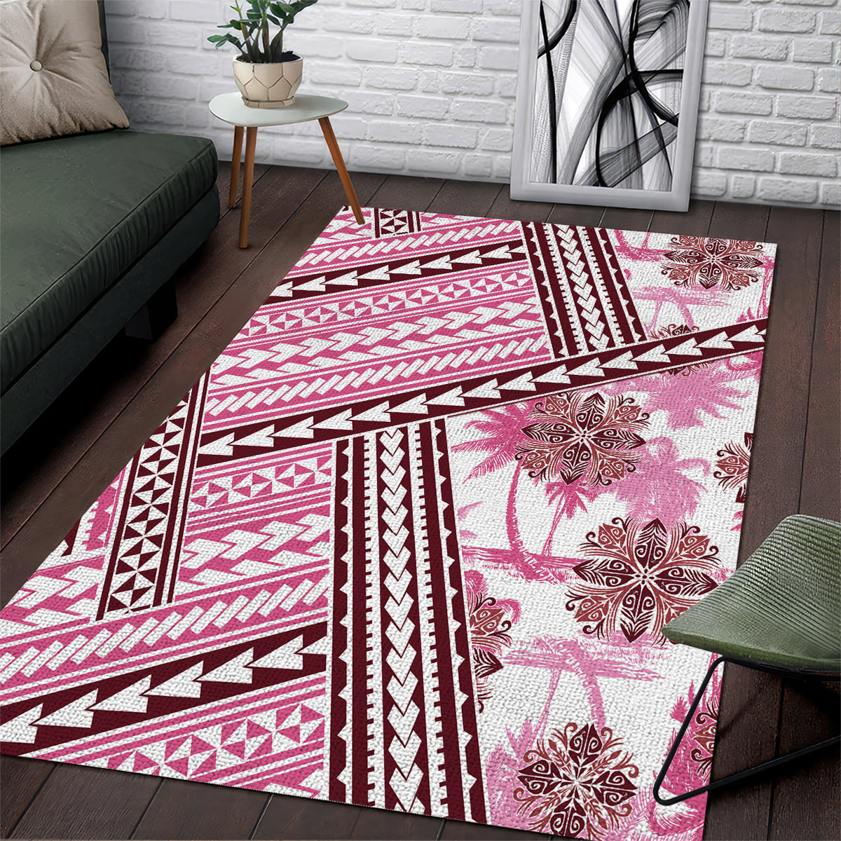 Hawaii Quilt Area Rug Kakau Polynesian Pattern Mauve Pink Version LT01 Pink - Polynesian Pride