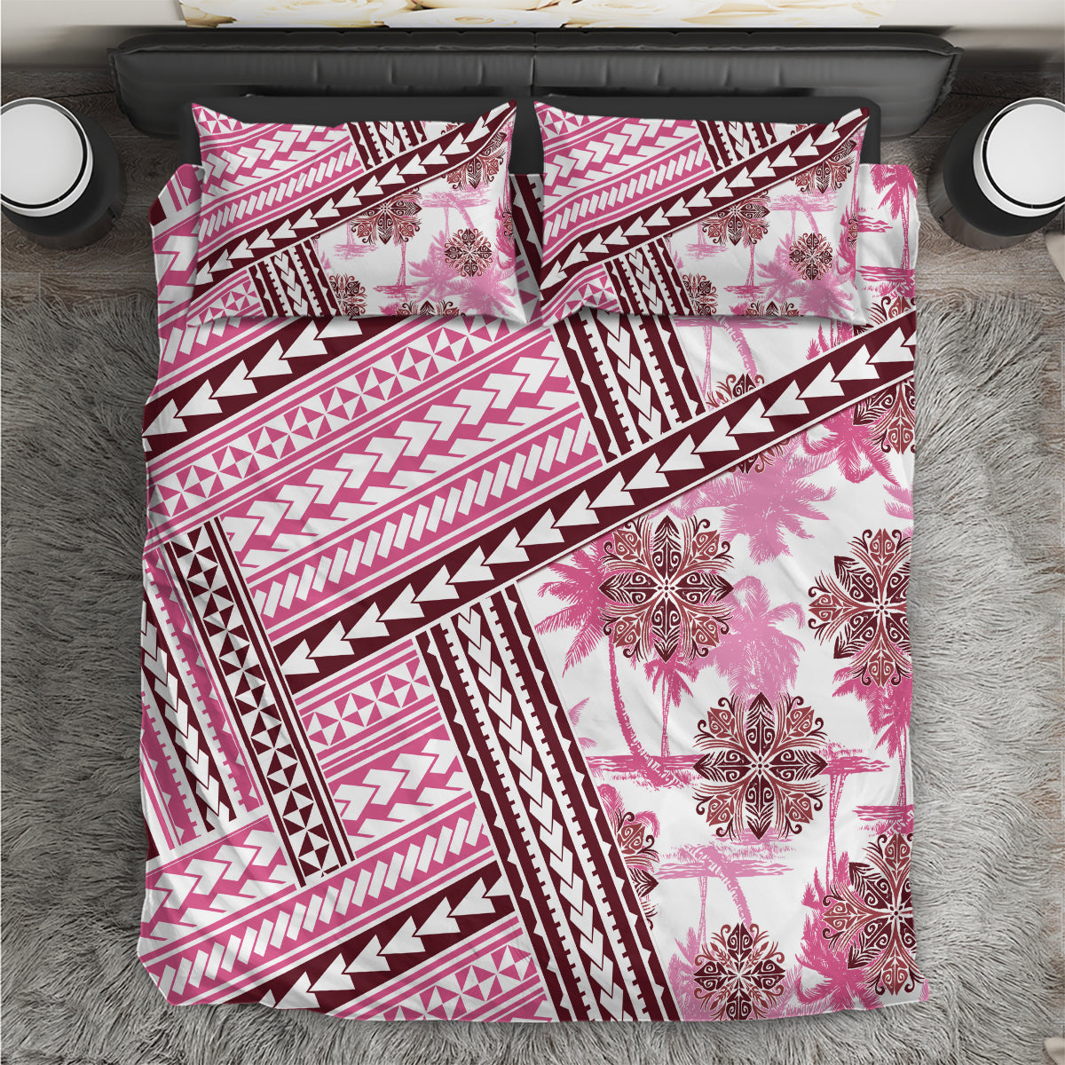 Hawaii Quilt Bedding Set Kakau Polynesian Pattern Mauve Pink Version LT01 Pink - Polynesian Pride