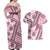 Hawaii Quilt Couples Matching Off Shoulder Maxi Dress and Hawaiian Shirt Kakau Polynesian Pattern Mauve Pink Version LT01 - Polynesian Pride