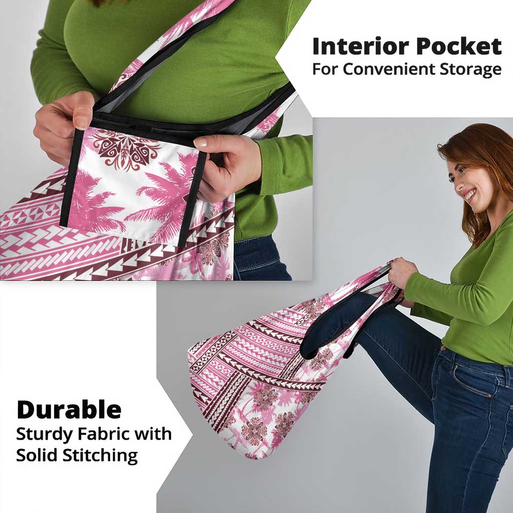 Hawaii Quilt Grocery Bag Kakau Polynesian Pattern Mauve Pink Version