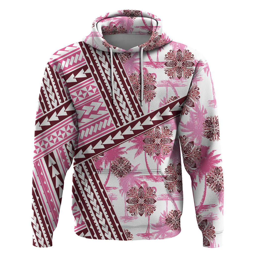 Hawaii Quilt Hoodie Kakau Polynesian Pattern Mauve Pink Version LT01 Pullover Hoodie Pink - Polynesian Pride