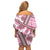 Hawaii Quilt Off Shoulder Short Dress Kakau Polynesian Pattern Mauve Pink Version LT01 - Polynesian Pride