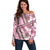 Hawaii Quilt Off Shoulder Sweater Kakau Polynesian Pattern Mauve Pink Version LT01 Women Pink - Polynesian Pride