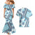Hawaii Quilt Couples Matching Mermaid Dress and Hawaiian Shirt Kakau Polynesian Pattern Sky Blue Version LT01 - Polynesian Pride