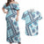 Hawaii Quilt Couples Matching Off Shoulder Maxi Dress and Hawaiian Shirt Kakau Polynesian Pattern Sky Blue Version LT01 Blue - Polynesian Pride