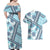 Hawaii Quilt Couples Matching Off Shoulder Maxi Dress and Hawaiian Shirt Kakau Polynesian Pattern Sky Blue Version LT01 - Polynesian Pride