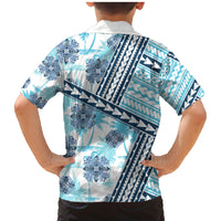 Hawaii Quilt Family Matching Mermaid Dress and Hawaiian Shirt Kakau Polynesian Pattern Sky Blue Version LT01 - Polynesian Pride