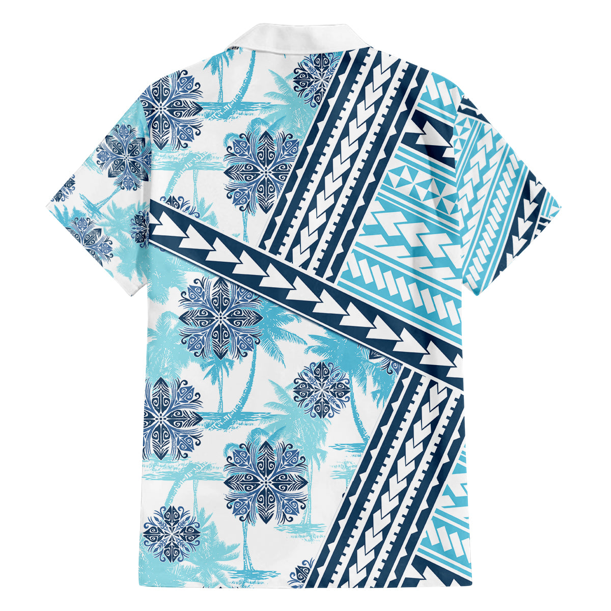Hawaii Quilt Family Matching Puletasi Dress and Hawaiian Shirt Kakau Polynesian Pattern Sky Blue Version LT01 - Polynesian Pride