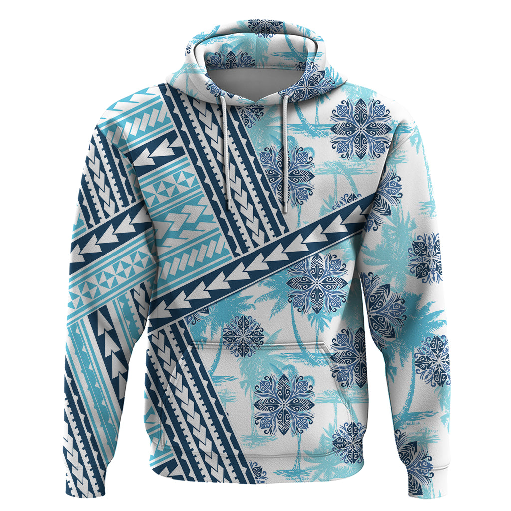 Hawaii Quilt Hoodie Kakau Polynesian Pattern Sky Blue Version LT01 Pullover Hoodie Blue - Polynesian Pride