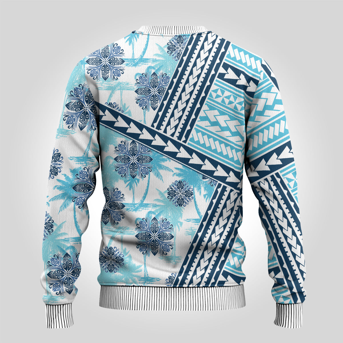 Hawaii Quilt Ugly Christmas Sweater Kakau Polynesian Pattern Sky Blue Version LT01 - Polynesian Pride