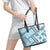 Hawaii Quilt Leather Tote Bag Kakau Polynesian Pattern Sky Blue Version LT01 - Polynesian Pride