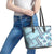 Hawaii Quilt Leather Tote Bag Kakau Polynesian Pattern Sky Blue Version LT01 - Polynesian Pride